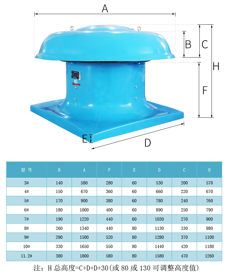 屋頂消防排煙風(fēng)機(jī)型號參數(shù)表